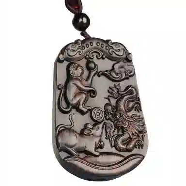 工匠一族 三合生肖三合贵人 紫光檀 木作项链 男女同款情侣款