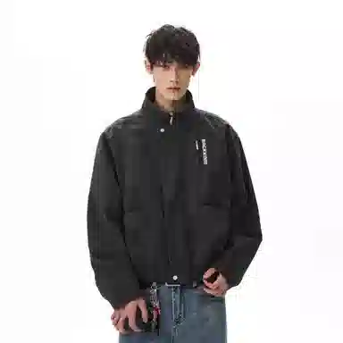 大卫贝肯 美式复古简约短款显高立领品牌字母印花宽松休闲百搭痞帅风夹克外套 男女同款