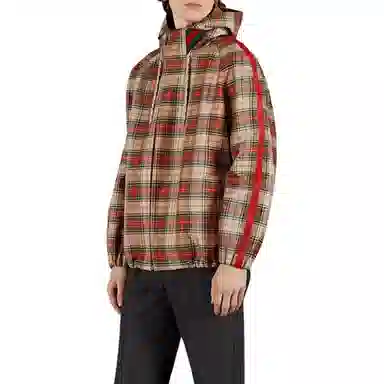 Gucci SS23 Checkered Hooded Jacket Brown