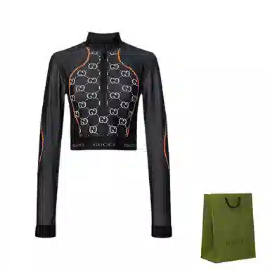 Gucci SS22 GG Jacquard Knit Top Black