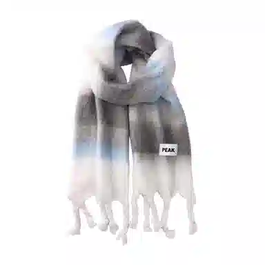 匹克 韩系高级慵懒学院风 渐变氛围感柔软加长加厚保暖流苏撞色设计百搭 聚酯纤维 绒线围巾 男女同款情侣款