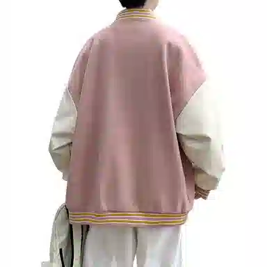 美式高街个性潮流字母刺绣拼接百搭宽松学院风外套棒球服 男女同款