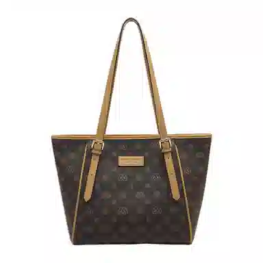 老人头 复古大容量实用大气百搭上班上课逛街通勤托特包 合成革 腋下单肩包手提包 大号 女款 咖色