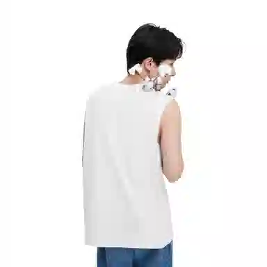 Cotton Aesthetic Wide Shoulder Sleeveless T-Shirt