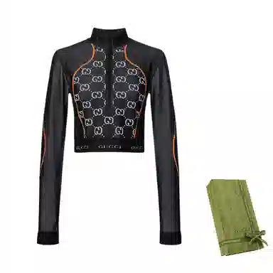 Gucci SS22 GG Jacquard Knit Top Black