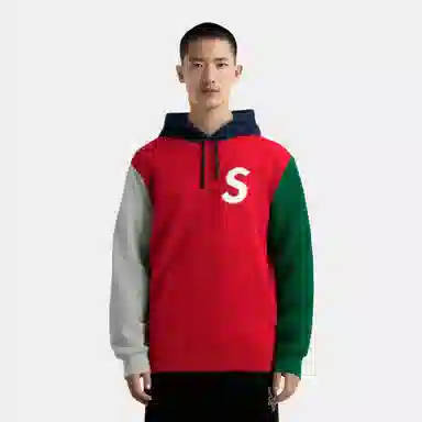 Supreme SS19 S Logo Colorblocked Hooded Sweatshirt Red