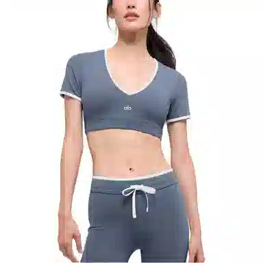 Alo Yoga Logo V-Neck Crop Tee