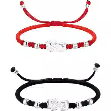 【999银】 絮物 国潮新中式设计感个性转运貔貅手工编织时尚百搭出游新宠吸睛神器百福具臻#好运 织物 手绳 男女同款情侣款