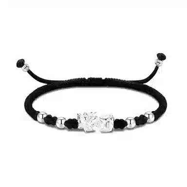 【999银】 絮物 国潮新中式设计感个性转运貔貅手工编织时尚百搭出游新宠吸睛神器百福具臻#好运 织物 手绳 男女同款情侣款