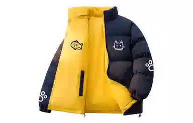 LA'T.WEEKEND Reversible Cartoon Cat Logo Cotton Jacket
