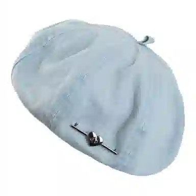 祎步康 爱心水洗帽薄款透气八角画家帽大头围显脸小帽子 牛仔布 贝雷帽 女款