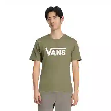 Vans Letter Print Crew Neck T-Shirt Green