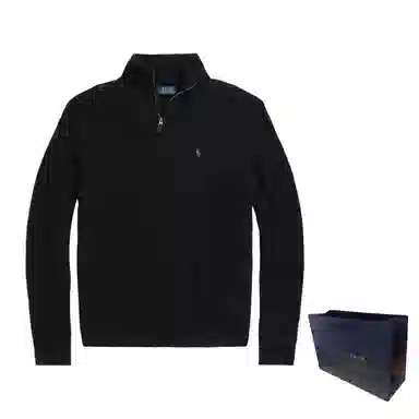 Polo Ralph Lauren Half-Zip Cable Knit Sweater Black