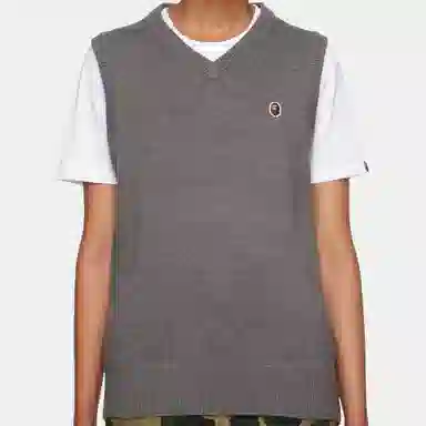 A BATHING APE V-Neck Knit Vest Black