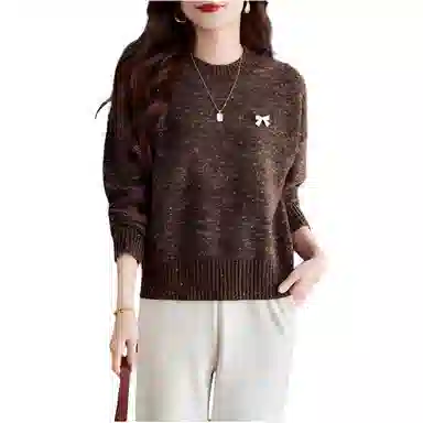 曲韩 通勤简约蝴蝶结长袖针织衫 女款