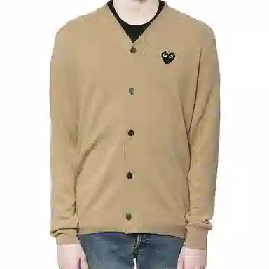 CDG Play V-neck Cardigan Beige