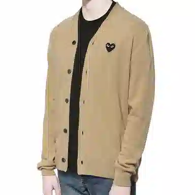 CDG Play V-neck Cardigan Beige