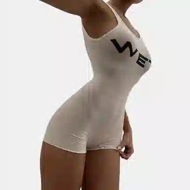 YEEZY Letter Print Sleeveless Bodysuit Ivory