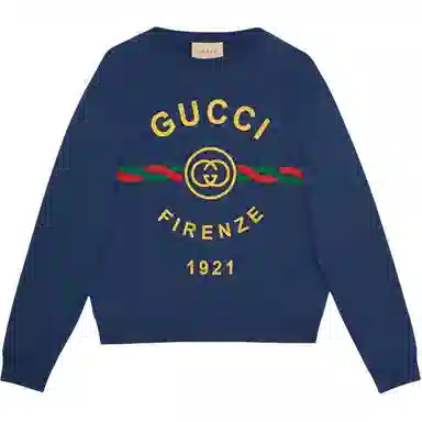 Gucci Logo Long Sleeve Sweatshirt Blue