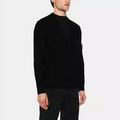 Stone Island V-Neck Cardigan Black