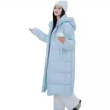 坦博尔 连帽加厚过膝保暖羽绒服 女款