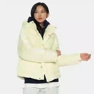 NERDY Logo Hoodie Down Jacket Yellow