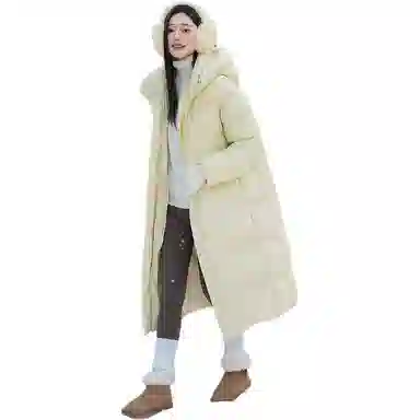 坦博尔 连帽加厚过膝保暖羽绒服 女款