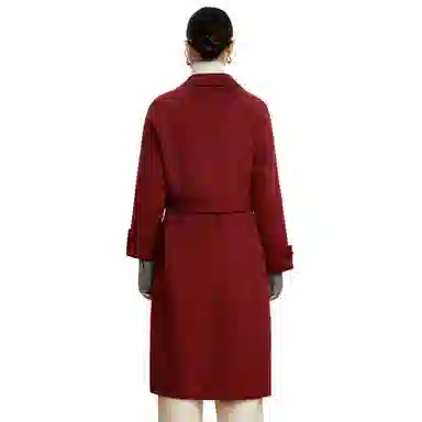 富铤 高级感纯色法式中长款翻领双面呢大衣 女款