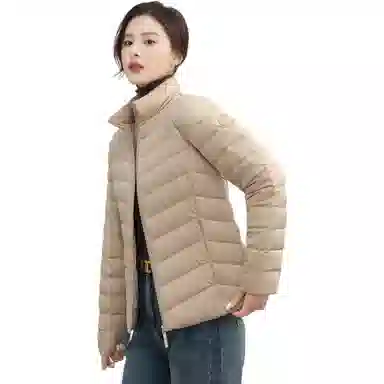 鸭鸭 纯色通勤连帽轻薄款短款外穿时尚百搭羽绒服 女款