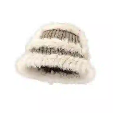 艾佳微 暖暖针织保暖防寒毛绒绒包头显脸小 毛线 绒线帽 男女同款情侣款