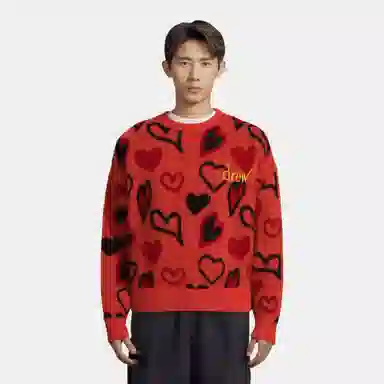 Drew House FW22 Scribble Hearts Sweater - Drew