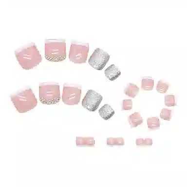 馨枕居 简约法式爆闪  穿戴甲 杏仁粉色裸色 镜面