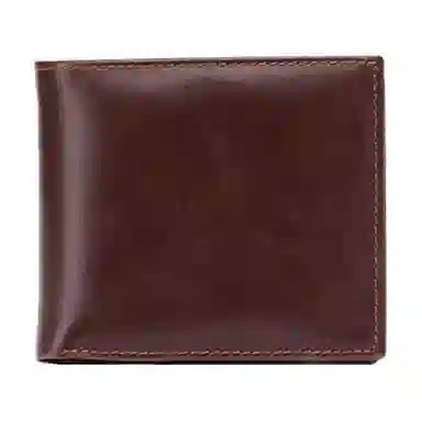 老人头 时尚简约短款多卡位 牛皮 钱包 男款 咖啡色/棕色