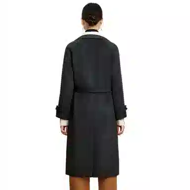 富铤 高级感纯色法式中长款翻领双面呢大衣 女款