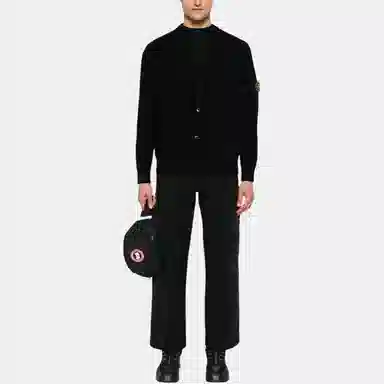 Stone Island V-Neck Cardigan Black