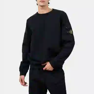 Stone Island Logo Crewneck Sweatshirt Black