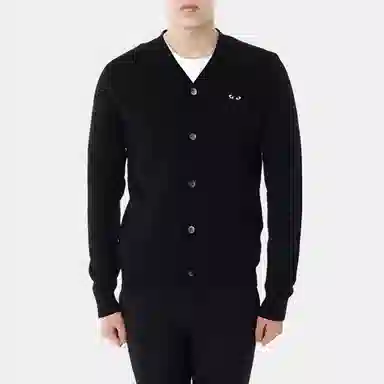 CDG Play Wool Cardigan Black Heart Logo