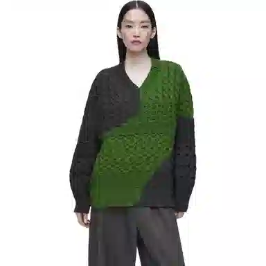 COS Pullover Sweater Charcoal/Green