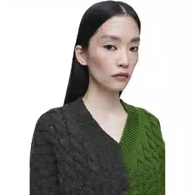 COS Pullover Sweater Charcoal/Green