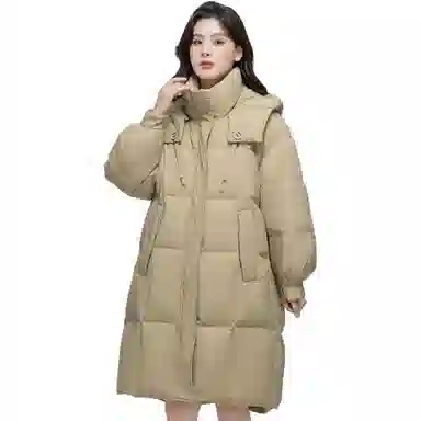 雅鹿 中长款长袖宽松面包羽绒服 女款
