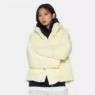 NERDY Logo Hoodie Down Jacket Yellow