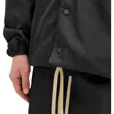 Fear of God Essentials Textured Nylon Hooded Coaches Jacket Black