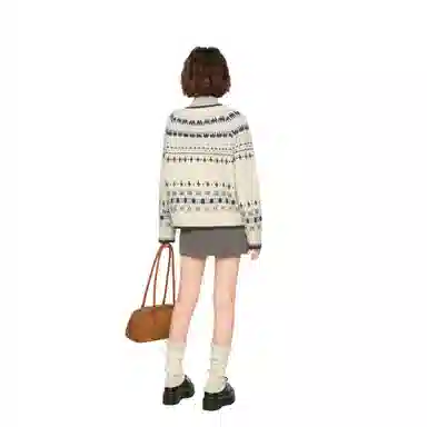 柏黛妃 复古费尔岛针织衫外穿加厚羊毛外套上衣 女款