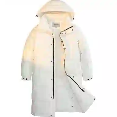 鸭鸭 纯色中长款连帽拉链保暖休闲羽绒服 男女同款