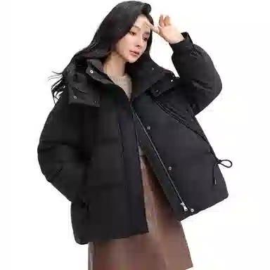鸭鸭 百搭连帽舒适轻柔保暖时尚韩版长袖羽绒服 女款
