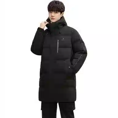 鸭鸭 石墨烯蓄热极寒系列中青年韩版休闲基础百搭连帽户外运动加厚保暖中长款羽绒服 男款