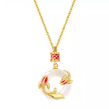 【好运锦鲤】 印象眸 新中式平安扣国潮小众设计时来运转前程似锦上上签精致富贵气质显白逢考必过上岸 礼盒包装 玉髓 项链 女款