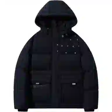 鸭鸭 连帽字母大口袋保暖厚款羽绒服 男款
