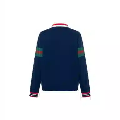 GUCCI SS23 Striped Lettering Sweatshirt Navy