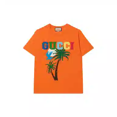 Gucci SS22 Palm Tree Print T-Shirt Orange
